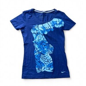 Nike Navy Blue Crewneck Tee with Light Blue Graphic